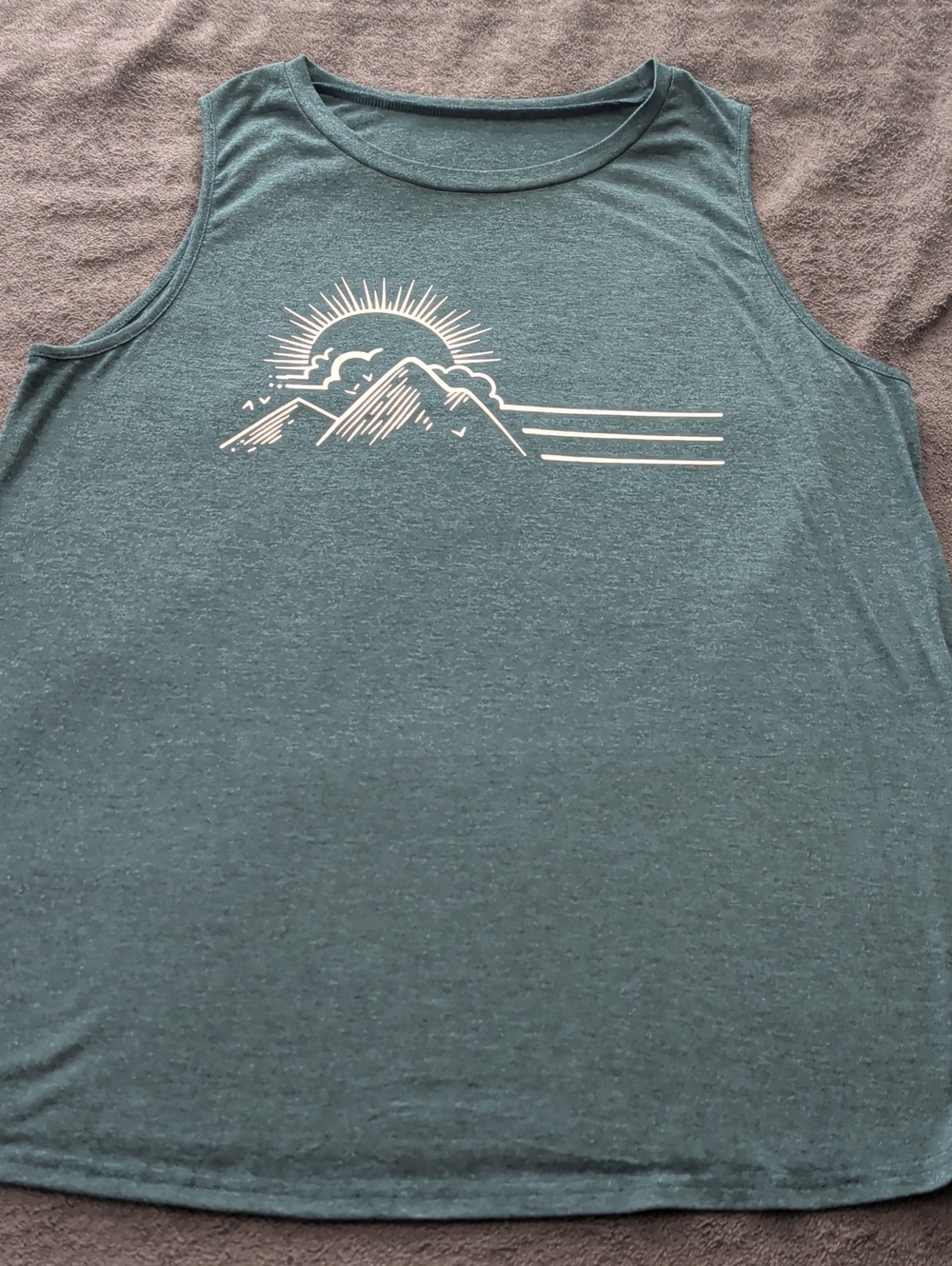 Women's Teal Graphic Tank - Mountain Sunrise